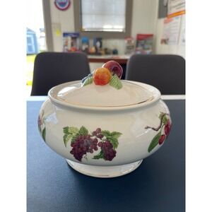 Vintage Fruit Ceramic Covered Candy Dish Bowl‎ with Lid Trinket Box
